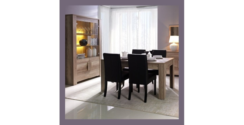Vitrine, argentier, vaisselier FARRA 4 portes + LED. Meuble contemporain idéal pour votre salon ou salle à manger.