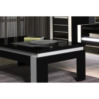 Table basse design LINA coloris noir et blanc brillant