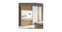 Armoire, garde robe WOOD deux portes coulissantes 200 cm. Dressing complet. Miroir inclus.