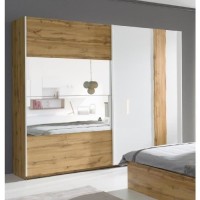 Armoire, garde robe WOOD deux portes coulissantes 200 cm. Dressing complet. Miroir inclus.