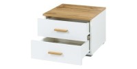 Lit coffre 160x200 adulte design WOOD avec deux chevets. Couleur chêne Wotan et blanc