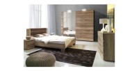 Ensemble design pour chambre à coucher ROMI. Lit avec sommier 160x200 cm, deux tables de chevet et commode.