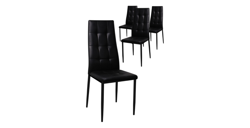 Chaises GEORGES coloris noir pour votre salle à manger ou votre cuisine. (lot de 4)