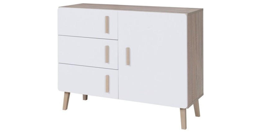 Buffet, enfilade, bahut OSLO petit modèle. Meuble design type SCANDINAVE. Effet ultra tendance pour votre salon