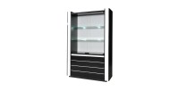 Vitrine argentier vaisselier LINA + LED coloris noir et blanc brillant. Meuble design pour votre salon ou salle à manger