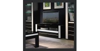 Meuble tv LINA noir et blanc brillant + LED