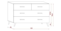 Commode, buffet design EDEN IV, 4 tiroirs, coloris blanc et gris. Type scandinave