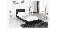 Lit design noir ABEL 90x200 cm une place, avec sommier, pour une chambre adulte ou ado.