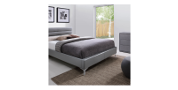 Lit THOMAS 160x200 cm en simili cuir, coloris gris, sommier inclus