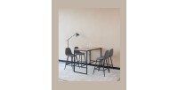 Ensemble table haute (mange debout, bar) + 4 chaises hautes MENTON. Un espace repas pratique et design.