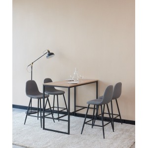 Ensemble table haute (mange debout, bar) + 4 chaises hautes MENTON. Un espace repas pratique et design.