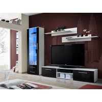 Meuble TV GALINO design, coloris noir et blanc brillant. Meuble moderne et tendance pour votre salon.