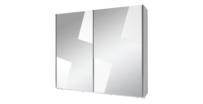 Armoire de la collection FULMO, 2 portes coulissantes, 2 mètres, coloris blanc et finitions gris béton.
