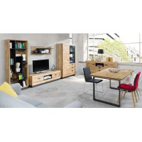 MEUBLE TV - MEUBLE HI-FI MALAGA petit modèle. Idéal pour votre salon. Look moderne et tendance type industriel, bois et métal.