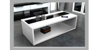 Table basse DANN style contemporain blanc et noir brillant - L 116 x l 51 cm