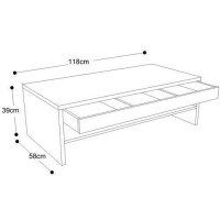 Table basse TRIGO avec tiroir coloris Blanc brillant - longeur 118 cm