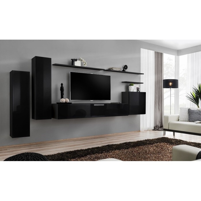 Ensemble de meubles de salon collection SWITCH I design, coloris noir brillant.