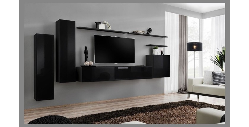 Ensemble de meubles de salon collection SWITCH I design, coloris noir brillant.