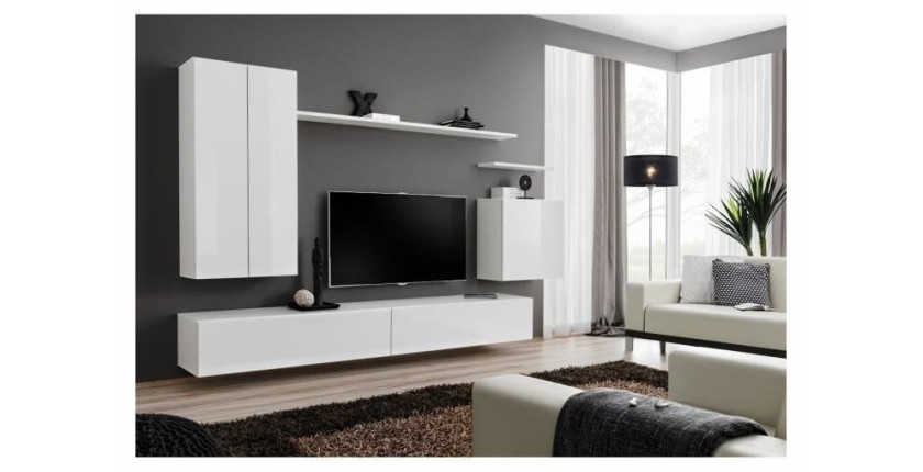 Ensemble de meubles de salon collection SWITCH II design, coloris blanc brillant.