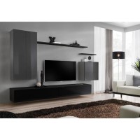 Ensemble de meubles de salon collection SWITCH II design, coloris gris et noir brillant.