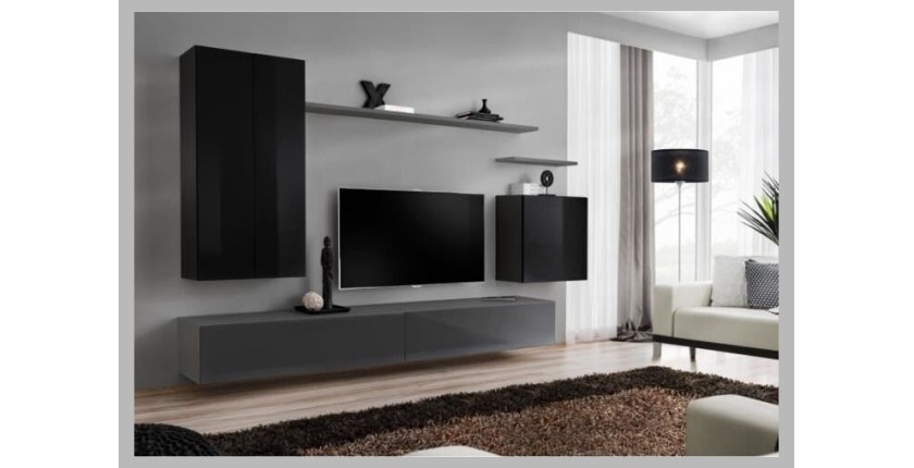 Ensemble de meubles de salon collection SWITCH II design, coloris noir et gris brillant.