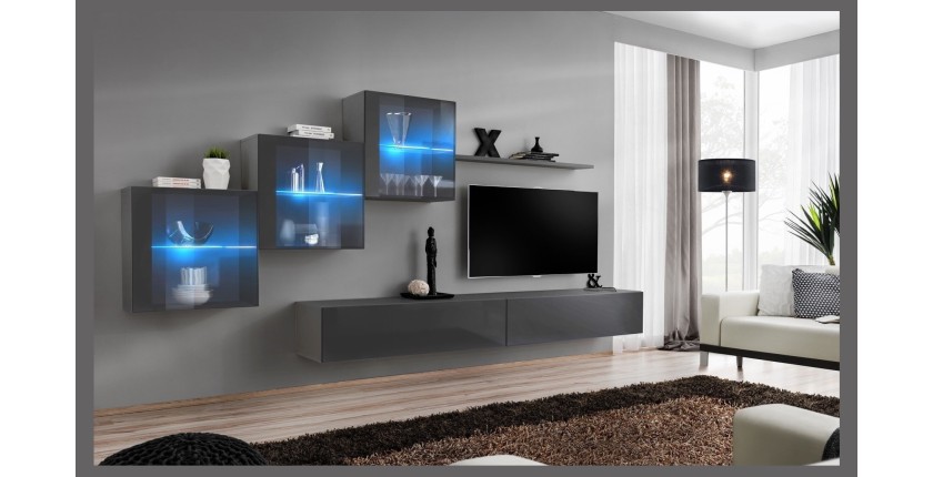 Ensemble meubles de salon SWITCH XX design, coloris gris brillant.