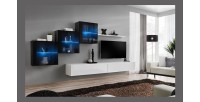 Ensemble meubles de salon SWITCH XX design, coloris blanc et noir brillant.