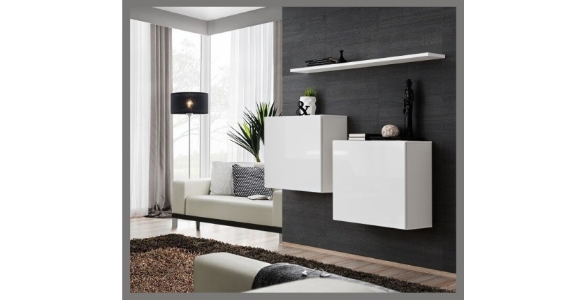Ensemble meubles de salon SWITCH SBI design, coloris blanc brillant.