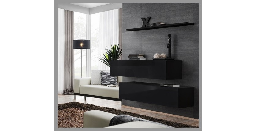 Ensemble meubles de salon SWITCH SBII design, coloris noir brillant.