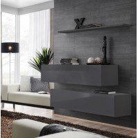 Ensemble meubles de salon SWITCH SBII design, coloris gris brillant.