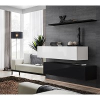 Ensemble meubles de salon SWITCH SBII design, coloris noir et blanc brillant.