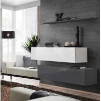 Ensemble meubles de salon SWITCH SBII design, coloris gris et blanc brillant.