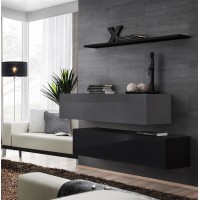 Ensemble meubles de salon SWITCH SBII design, coloris noir et gris brillant.