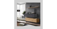 Ensemble meubles de salon SWITCH SBII design, coloris chêne Wotan et gris brillant.