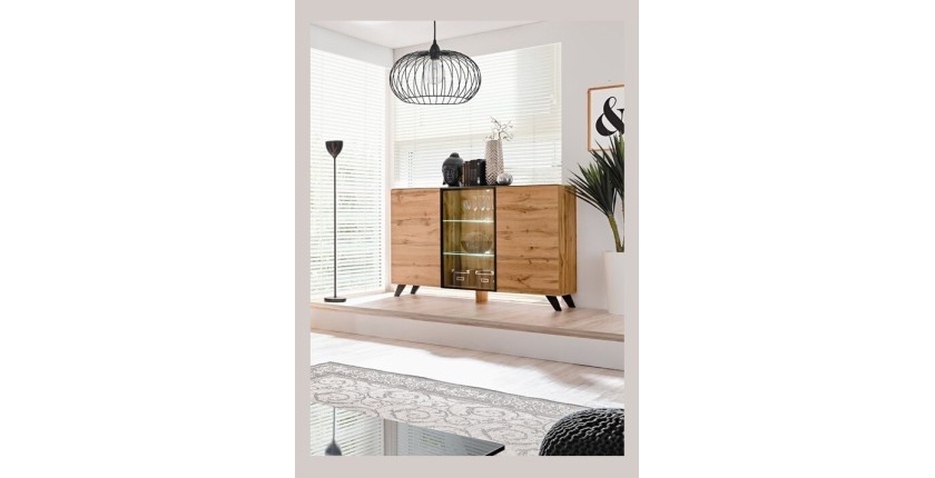 Buffet, bahut modèle TINO + LED. Meuble type scandinave. Enfilade design pour votre salon ou salle à manger.