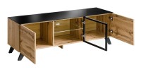 ENSEMBLE MEUBLES DE SALON TINO composé de trois meubles et d'une étagère de style industriel.