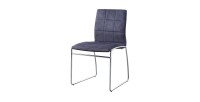 Chaise TOBI design en chrome et tissu coloris gris - Lot de 2