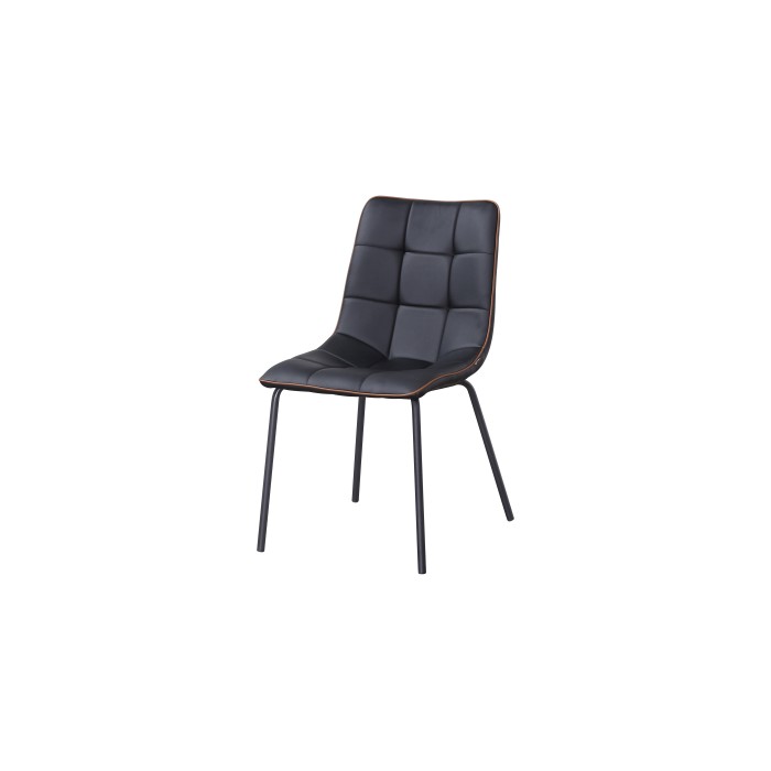 Chaise PAOLO design en acier et similicuir coloris noir(lot de 4)