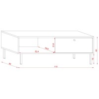 Table basse industrielle SPEBO 1 tiroir et 1 niche, coloris noir mat et chêne wotan