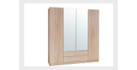 Armoire 4 portes de 2 mètres avec miroirs pour chambre à coucher MAXIM coloris dab sonoma.
