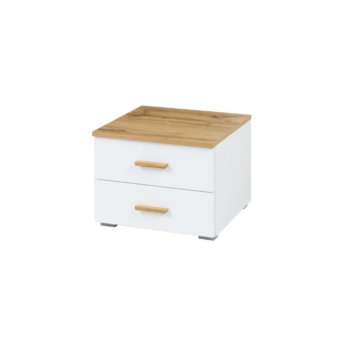 Lot de deux tables de chevet design pour votre chambre à coucher, collection WOOD. Coloris chêne et blanc alpin