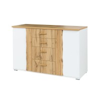 Commode WOOD. Coloris chêne et blanc. Meuble design, idéal pour votre chambre