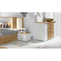 Commode WOOD. Coloris chêne et blanc. Meuble design, idéal pour votre chambre