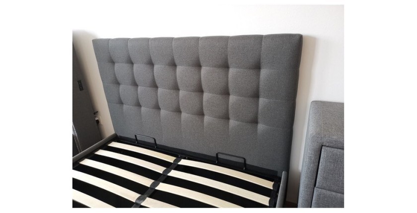 Lit design gris LUXAR 140cm deux places, avec sommier, pour une chambre adulte ou ado.