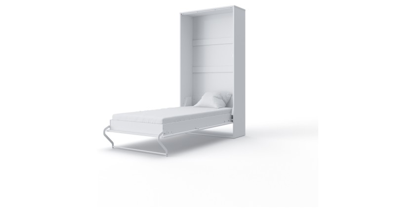 Lit design blanc encastrable Inventor 90 cm, avec sommier, pour une chambre adulte ou ado.
