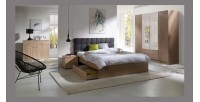 Lit adulte avec tiroir, deux places MAXIM avec somier. Couchage 160 X 200 cm. Lit moderne et design pour chambre à coucher.