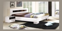 Lit DUBLIN blanc 140 x 190 cm, idéal pour chambre à coucher. Meuble design