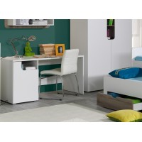 Bureau droit moderne RICCO. Idéal pour une chambre enfant ou ado. Coloris blanc