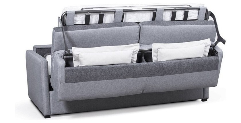 Canapé tissu gris clair convertible express LISSA - 3 Places.