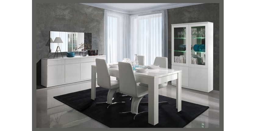 Table pour salle à manger FABIO. Dimensions 180 cm. Coloris Blanc.